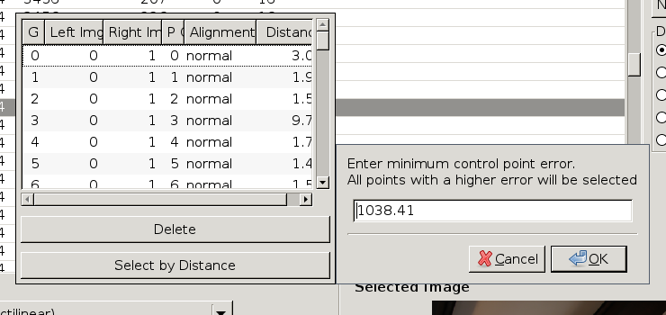 Hugin UI - CP select by distance window